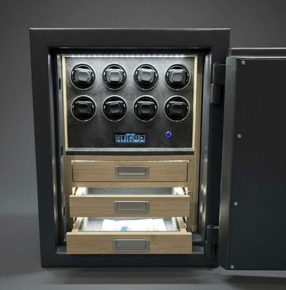 Victor Grade Two Bespoke Jewellery Safe with Eight Multifunctional Watch Winders and Three Deep Drawers