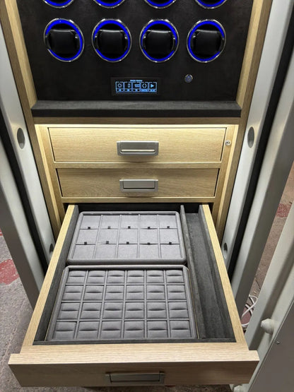Dudley Grade 3 Size 6 Bespoke Jewellery Safe with 12 Watch Winders + Drawers - Bespoke Jewellery Safes