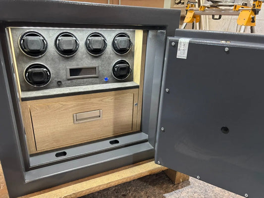 Grade 3 Size 2 Bespoke Jewellery Safe with 6 Watch Winders + 1 Drawer - Bespoke Jewellery Safes