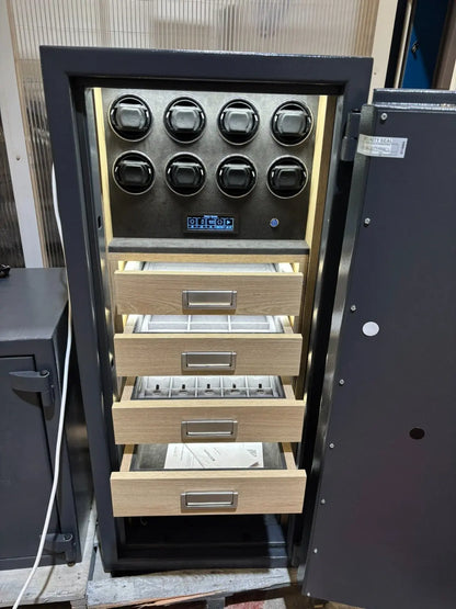 Grade One Bespoke Jewellery Safe with Eight Multifunctional Watch Winders - Bespoke Jewellery Safes