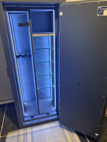 Victor Grade 2 Bespoke Gun Safe with Glass shelves, holds up to three guns. - Bespoke Jewellery Safes